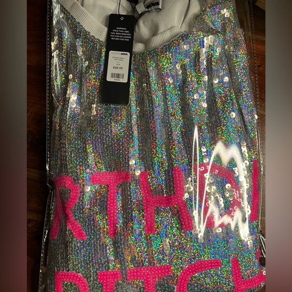 Fashion Nova Birthday B***h Sliver Sequin Mini Dress - Picture 8 of 14